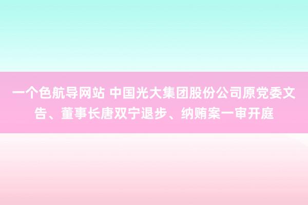 一个色航导网站 中国光大集团股份公司原党委文告、董事长唐双宁退步、纳贿案一审开庭