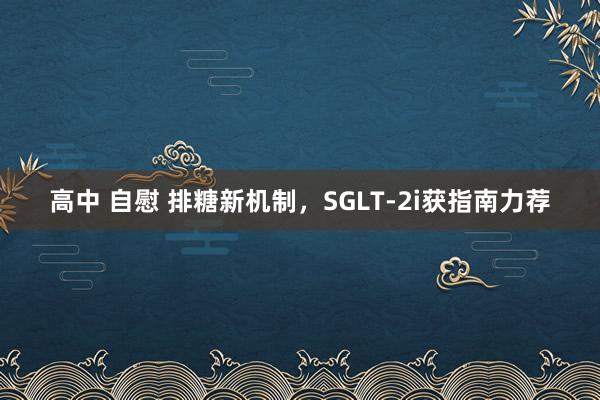 高中 自慰 排糖新机制，SGLT-2i获指南力荐