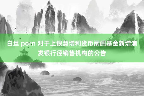 白丝 porn 对于上银慧增利货币阛阓基金新增浦发银行径销售机构的公告