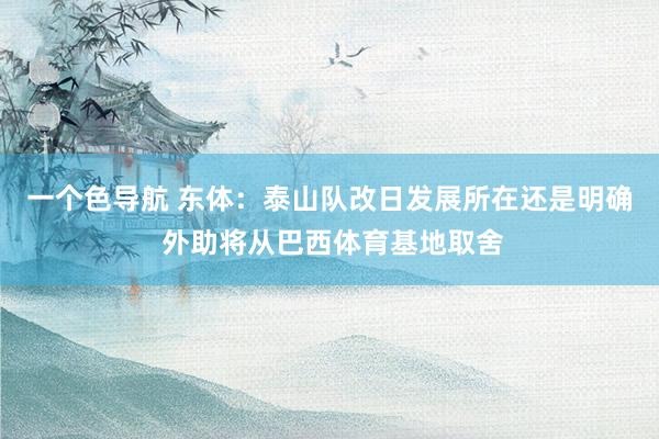 一个色导航 东体：泰山队改日发展所在还是明确 外助将从巴西体育基地取舍