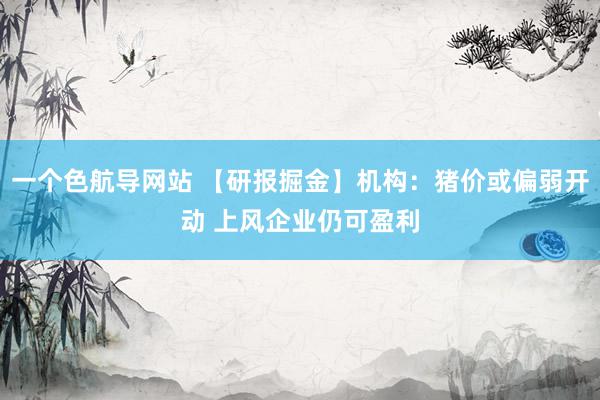一个色航导网站 【研报掘金】机构：猪价或偏弱开动 上风企业仍可盈利