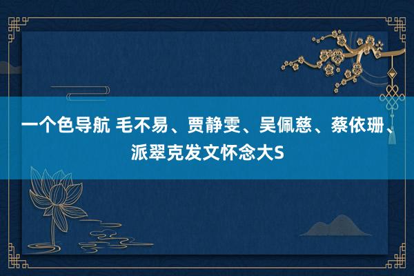 一个色导航 毛不易、贾静雯、吴佩慈、蔡依珊、派翠克发文怀念大S